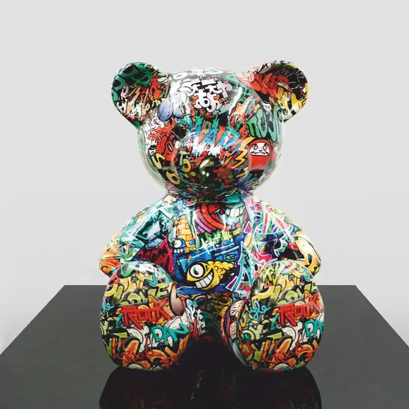 Casa Padrino Luxus Deko Figur Teddybär Bunt H. 35 cm - Deko Tierfigur Highlight
