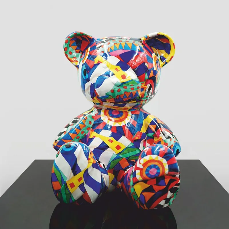 Casa Padrino Luxus Deko Figur Teddybär Bunt H. 35 cm - Deko Figuren Top-Preis