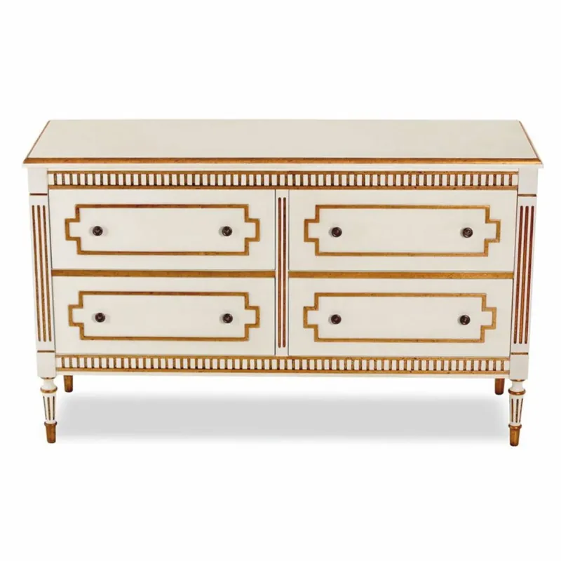 Highlight Casa Padrino Luxus Barock Schlafzimmer Kommode mit 4 Schubladen Creme / Antik Gold