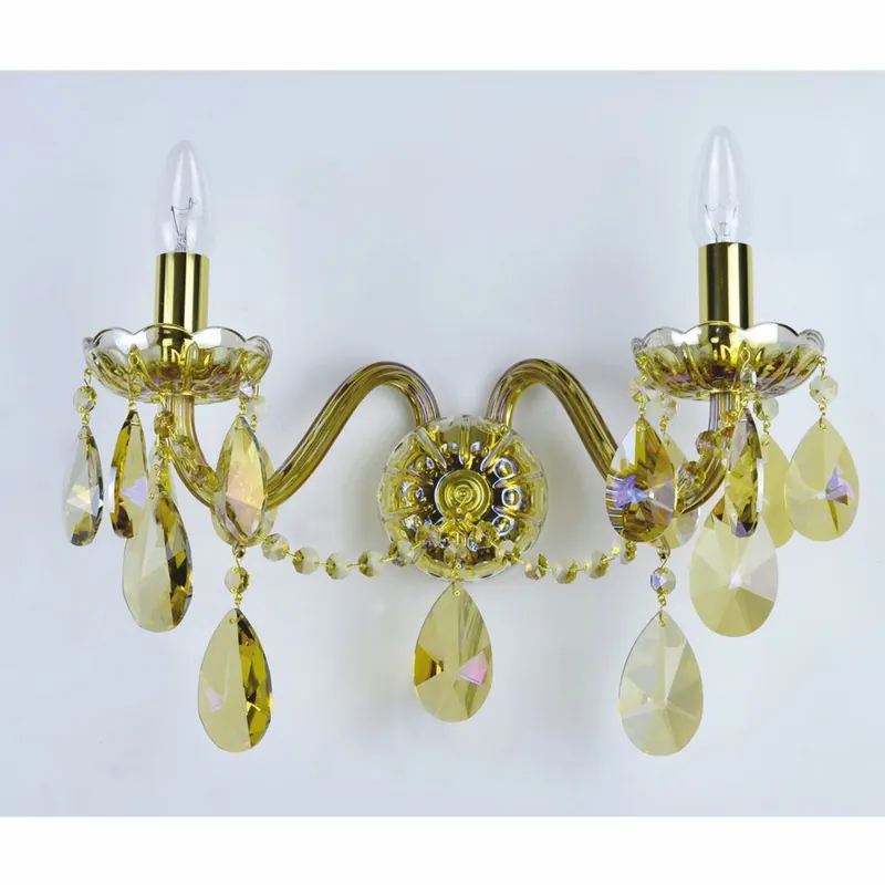 Preisknaller Casa Padrino Luxus Barock Kristall Doppel Wandleuchte Gold 38 x 20 x H. 25 cm - Barock Leuchten