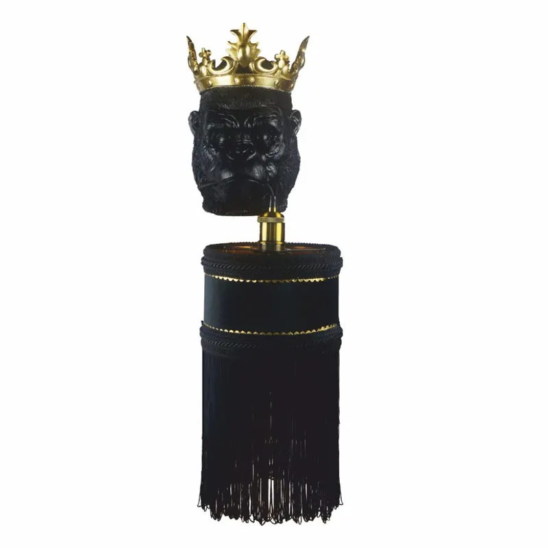 Nur Für Kurze Zeit Casa Padrino Luxus Wandleuchte Affenkopf mit Krone Schwarz / Gold H. 72 cm