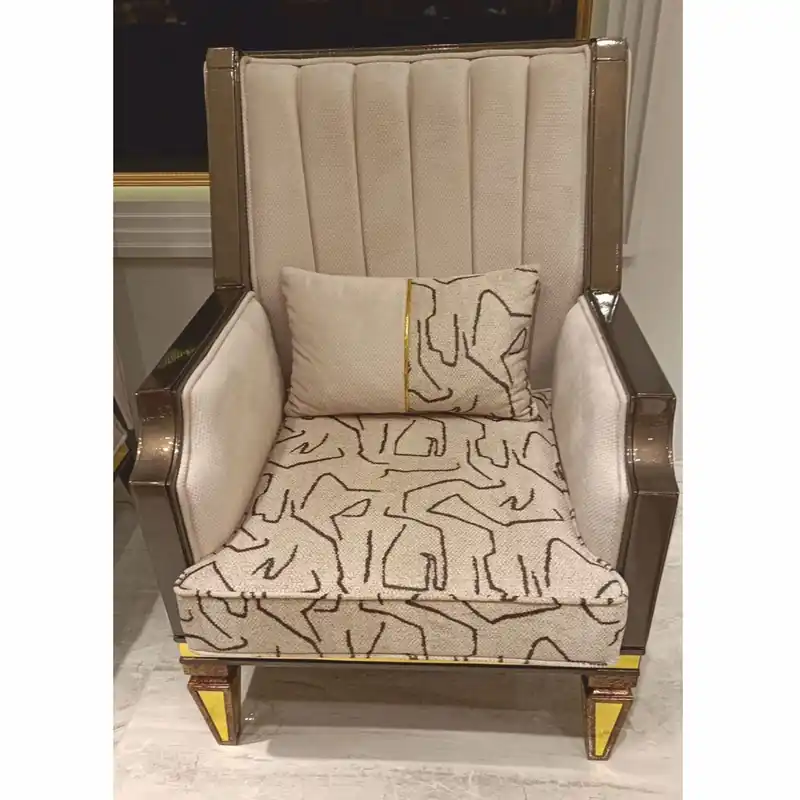 Knallerangebot Casa Padrino Luxus Art Deco Sessel Grau / Braun / Gold H. 109 cm - Wohnzimmer Möbel