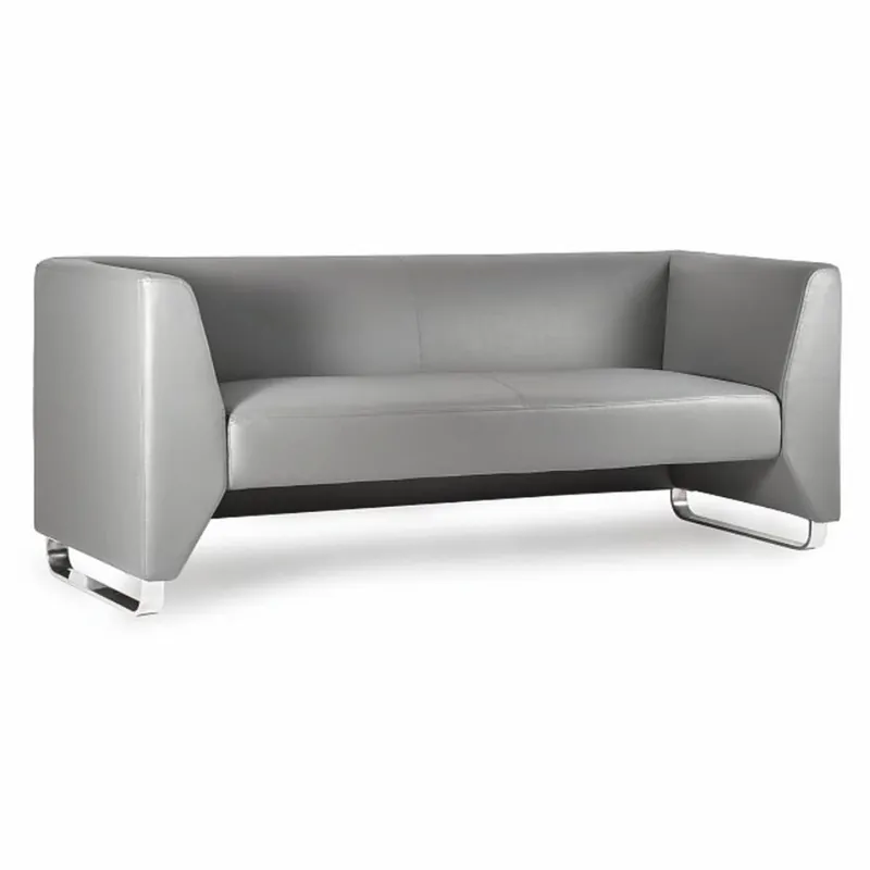 Highlight Casa Padrino Luxus Kunstleder Sofa Grau / Silber 191,5 cm - Luxus Interior