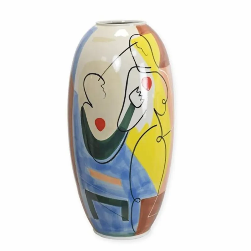 Preiswert Casa Padrino Porzellan Vase Bunt H. 63,8 cm - Handbemalte Deko Blumenvase mit abstraktem Motiv