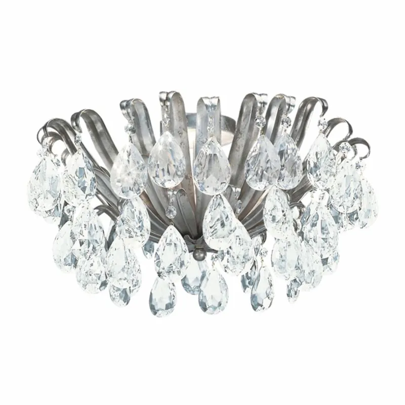 Top-Seller Casa Padrino Luxus Barock Kristall Deckenleuchte Antik Silber Ø 50 x H. 32 cm - Made in Italy
