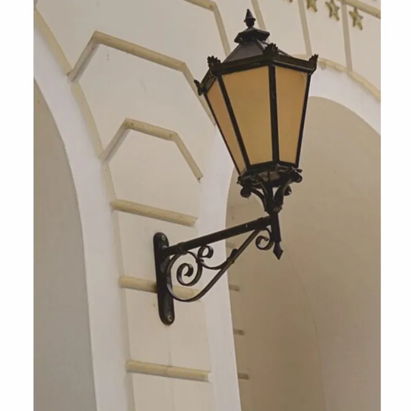 Angebot Casa Padrino Barock Außenwandleuchte Schwarz / Bernstein H. 126,5 cm - Nostalgische Außenbeleuchtung