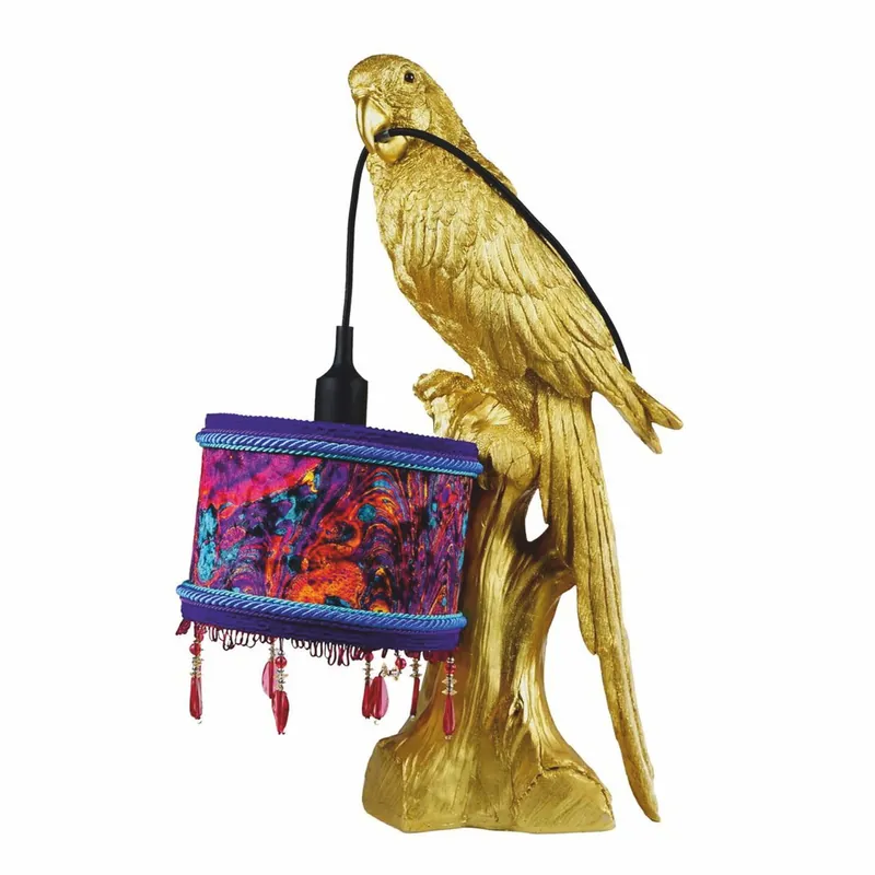 Must-Have Casa Padrino Luxus Tischleuchte Papagei Gold / Bunt H. 61 cm - Luxus Leuchten