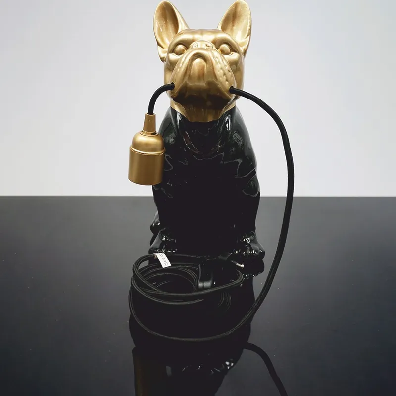 Top-Preis Casa Padrino Luxus Tischleuchte Bulldogge Schwarz / Gold H. 30 cm - Deko Leuchten