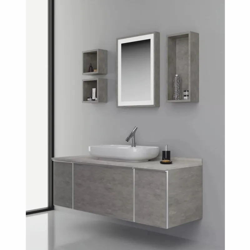 Casa Padrino Luxus Badezimmer Set Grau / Silber 142 cm - Badezimmer Möbel Echt