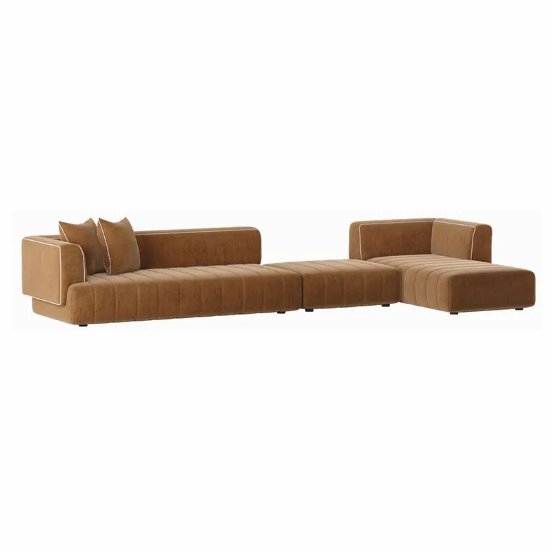 Top-Seller Casa Padrino Luxus Ecksofa Rechte Seite Braun / Weiß 420 cm - Modulares Wohnzimmer & Hotel Sofa