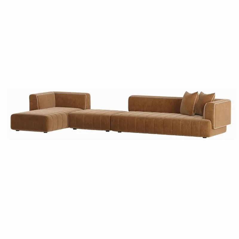 Casa Padrino Luxus Ecksofa Linke Seite Braun / Weiß 420 cm - Modulares Wohnzimmer & Hotel Sofa Mega-Angebot