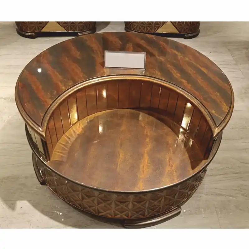 Casa Padrino Luxus Art Deco Couchtisch Kupfer / Grau / Gold Ø 104 cm - Wohnzimmer Möbel Saisonangebot