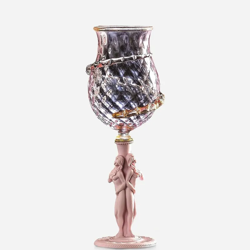 Casa Padrino Luxus Barock Weinglas Rosa / Gold Ø 9 x H. 27 cm - Made in Italy Jetzt Bestellen