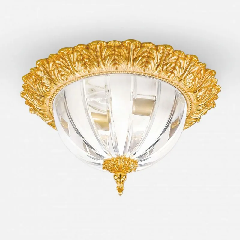 Casa Padrino Luxus Barock Deckenleuchte Gold Ø 31 x H. 17 cm - Made in Italy Versand Am Gleichen Tag