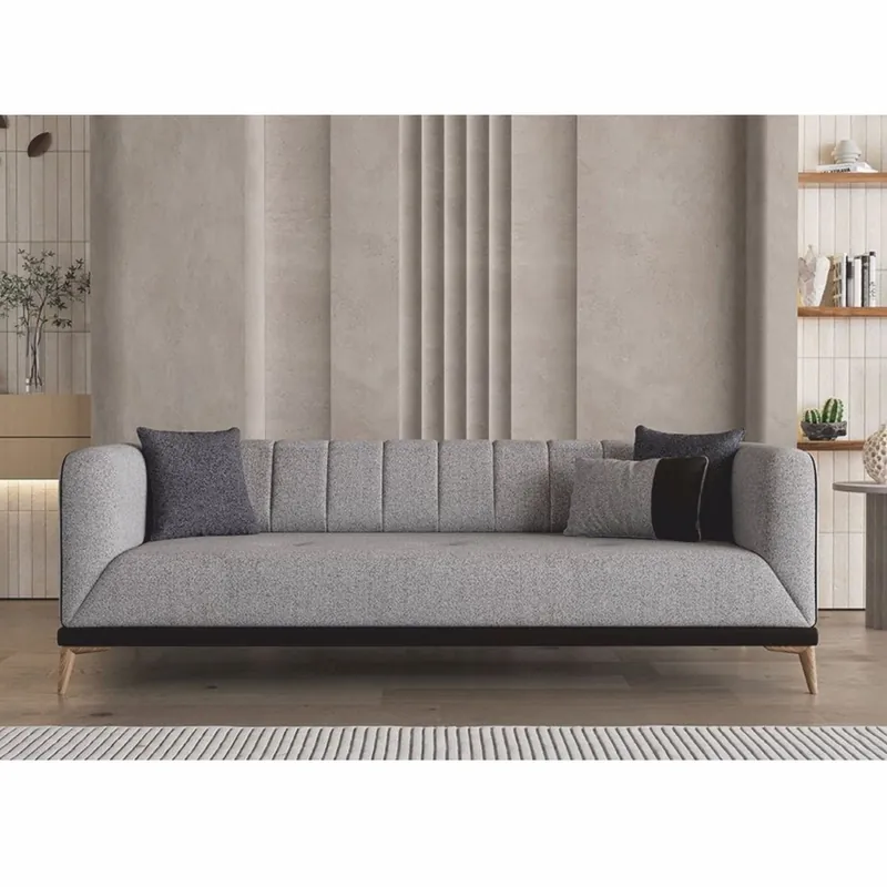 Preisknaller Casa Padrino Luxus Schlafsofa mit verstellbarer Rückenlehne Grau / Schwarz / Naturfarben 229 cm