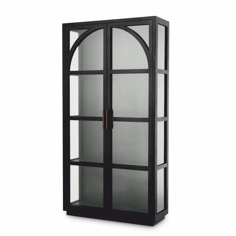 Expressversand Casa Padrino Luxus Vitrine Schwarz / Bronze 118 x 44,5 x H. 210 cm - Luxus Interior