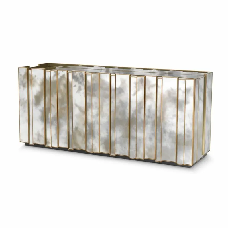Casa Padrino Luxus Sideboard mit antikem Spiegelglas 200 cm - Verspiegelte Möbel Aktuell