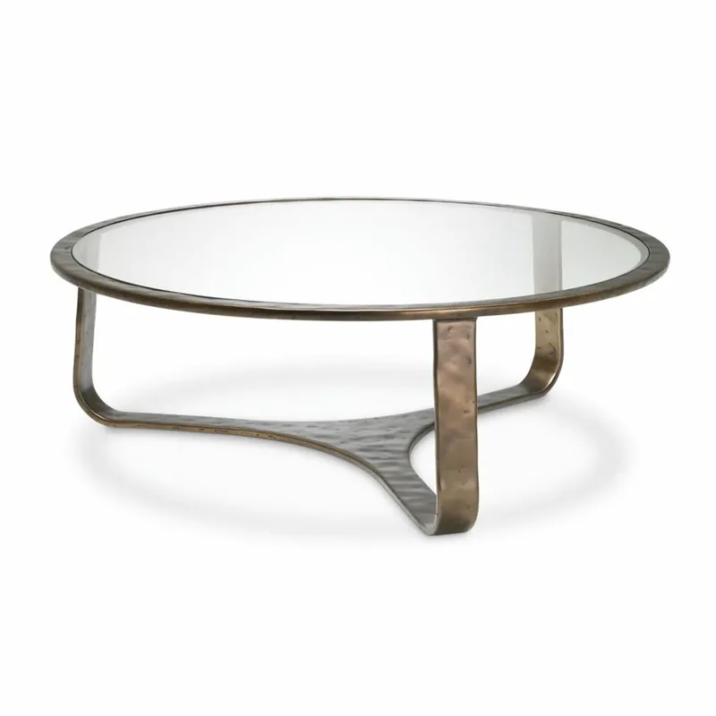 Casa Padrino Luxus Aluminium Couchtisch mit Glasplatte Bronze Ø 102 cm - Wohnzimmer Möbel Top-Seller