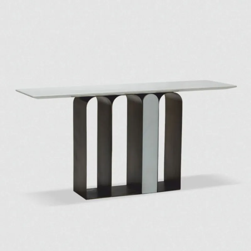 Casa Padrino Luxus Metall Konsole mit Marmorplatte Antik Messing / Weiß 150 cm Saisonangebot