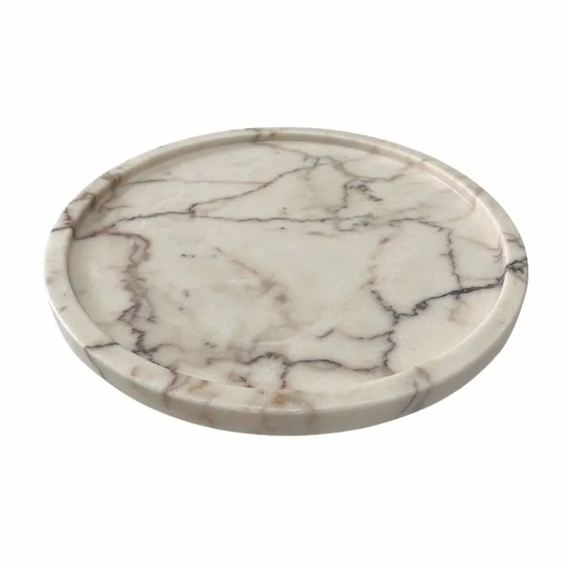 Markenware Casa Padrino Luxus Marmor Serviertablett Creme Ø 33,5 cm - Gastronomie Accessoires