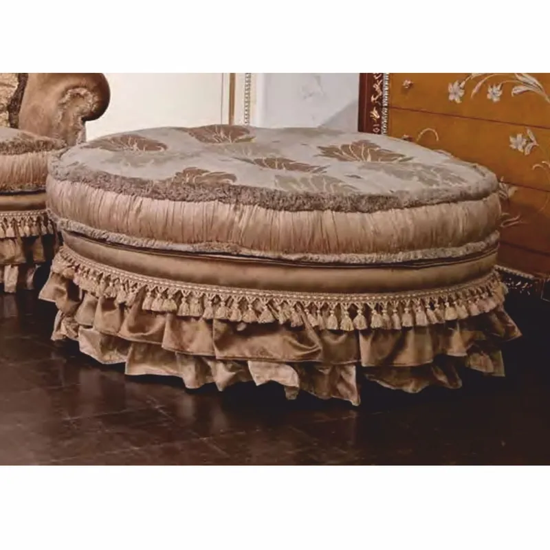 Meistverkauft Casa Padrino Luxus Barock Hocker Weiß / Grau / Braun Ø 105 cm - Barock Möbel - Made in Italy