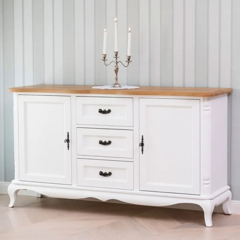 Casa Padrino Landhausstil Sideboard Weiß / Naturfarben 158 cm - Landhausstil Möbel Neue Kollektion