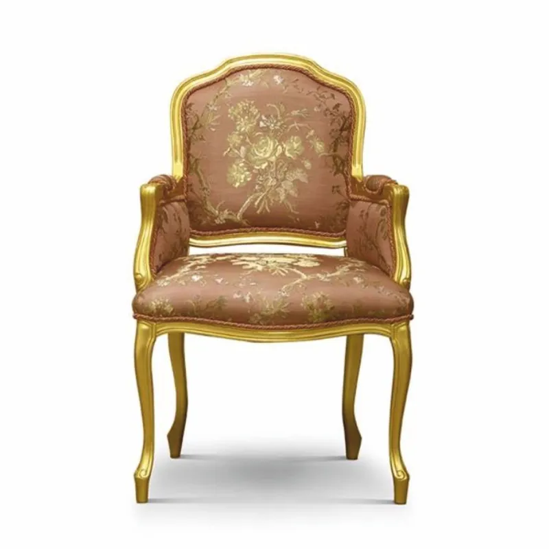 Casa Padrino Luxus Barock Esszimmer Stuhl mit Armlehnen Braun / Gold - Made in Italy Aktuell