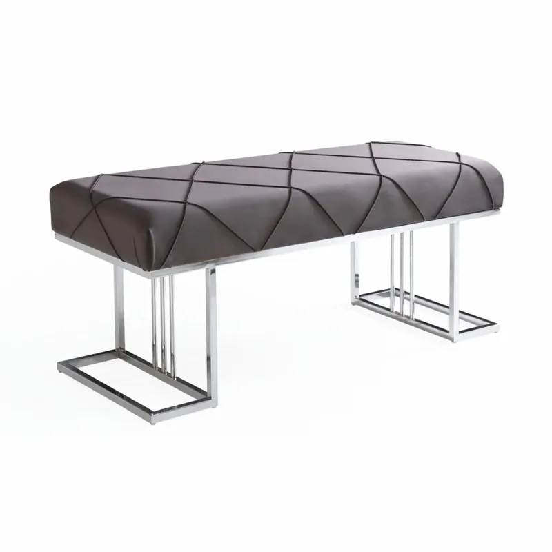 Casa Padrino Luxus Sitzbank Grau / Schwarz / Silber 120 cm - Luxus Interior Sonderangebot