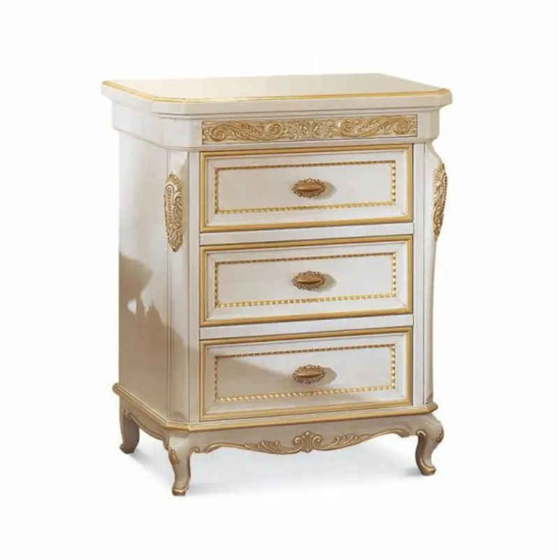 Casa Padrino Luxus Barock Nachtkommode mit 3 Schubladen Elfenbein / Gold - Made in Italy Angebot