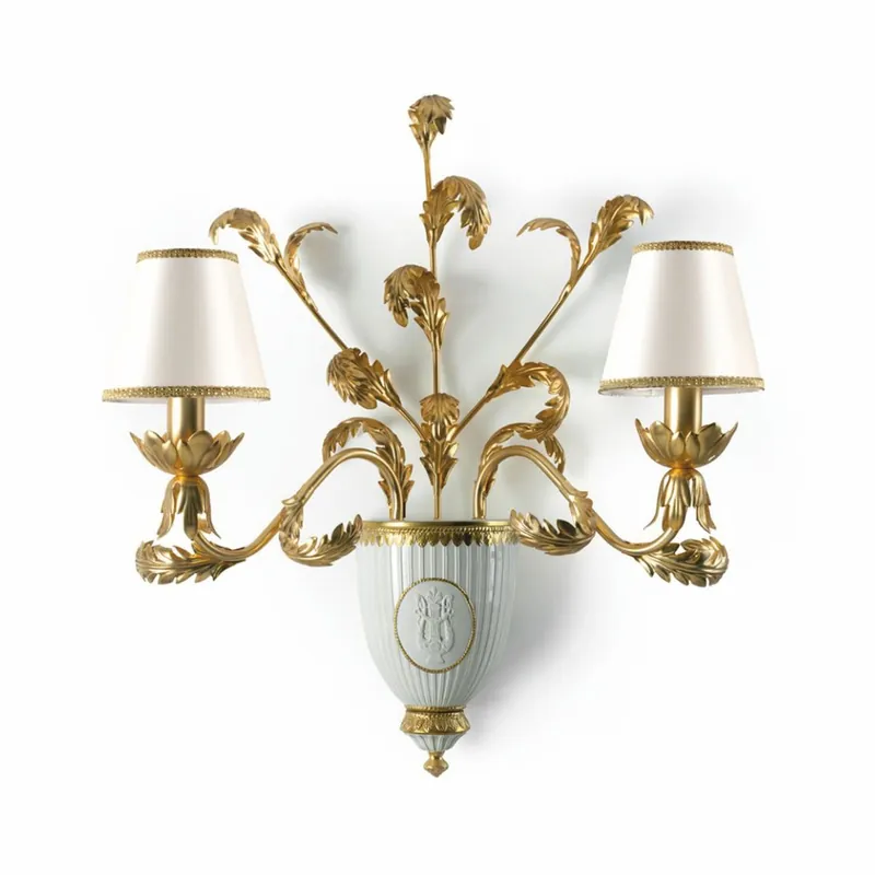 Casa Padrino Luxus Barock Doppel Wandleuchte Weiß / Gold 59 cm - Made in Italy Heißes Angebot