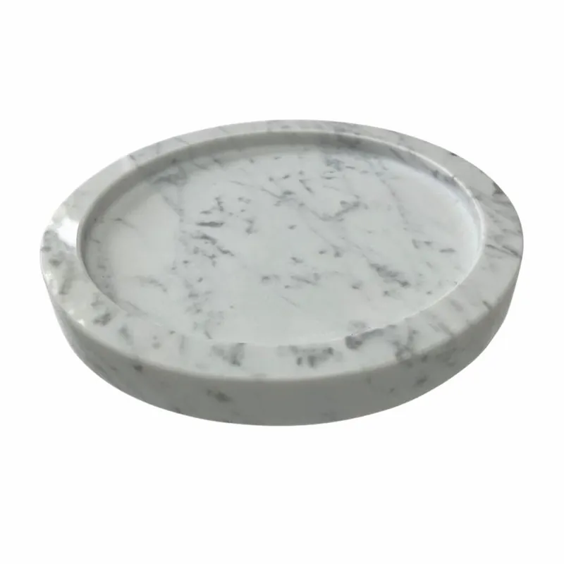 Zertifiziert Casa Padrino Luxus Marmor Serviertablett Weiß Ø 24,5 cm - Gastronomie Accessoires