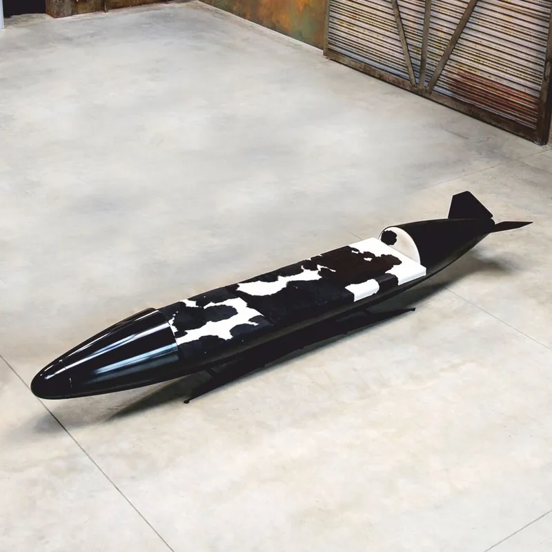 Casa Padrino Luxus Sitzbank in Torpedo Form 560 cm - Original Zusatztank Tornado Fighter deutsche Luftwaffe Highlight