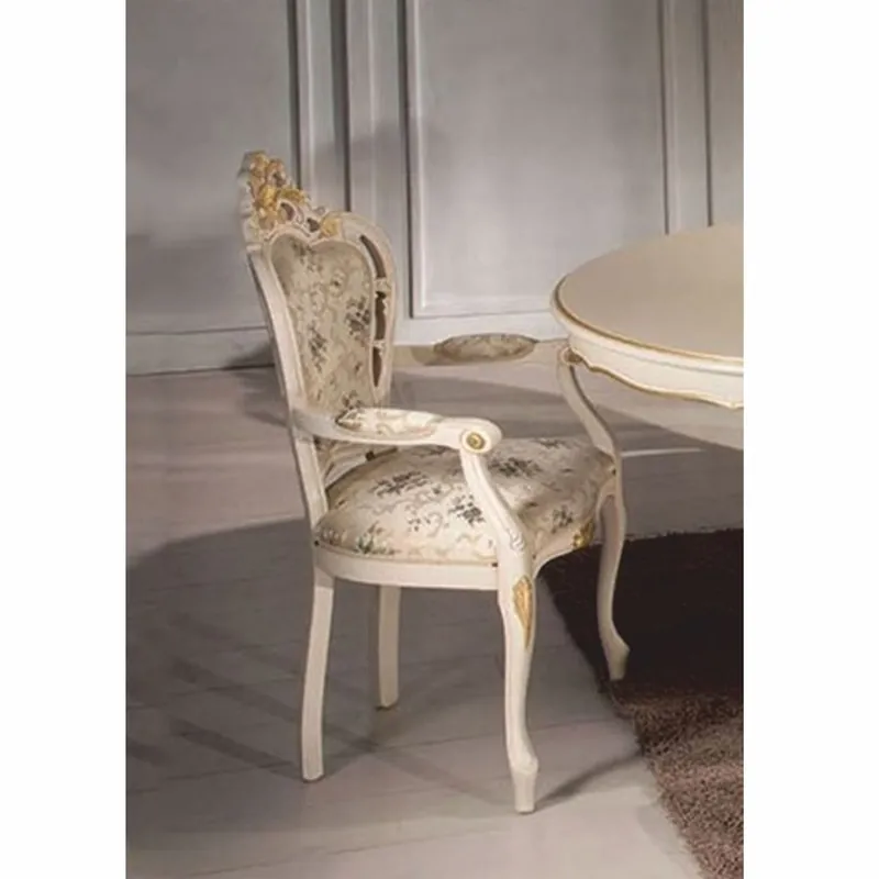 Top-Seller Casa Padrino Luxus Barock Esszimmer Stuhl mit Armlehnen Bunt / Elfenbein / Gold - Made in Italy