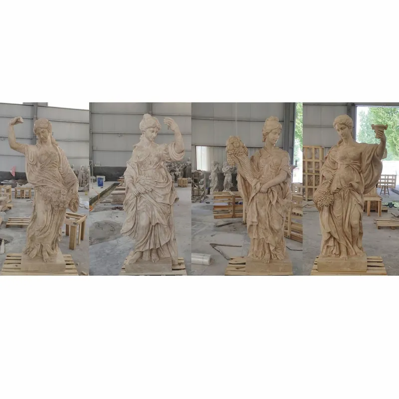 Preis Gesenkt Casa Padrino Jugendstil Garten Deko Travertin Skulpturen 4er Set Damen Beige H. 190 cm