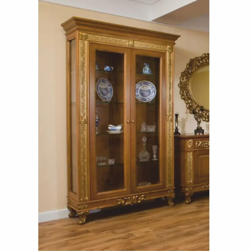 Casa Padrino Luxus Barock Vitrine Braun / Gold 122,5 x H. 218,5 cm - Barock Möbel Schnäppchen