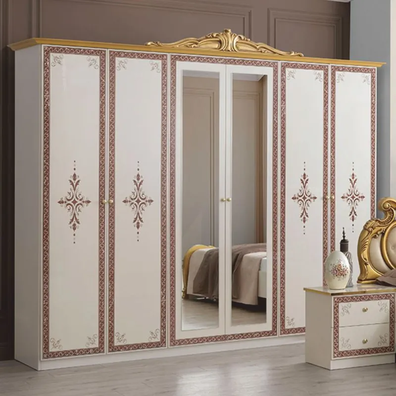 Casa Padrino Luxus Barock Schlafzimmer Schrank Weiß / Braun / Gold 261 cm - Barock Schlafzimmer Möbel Expressversand