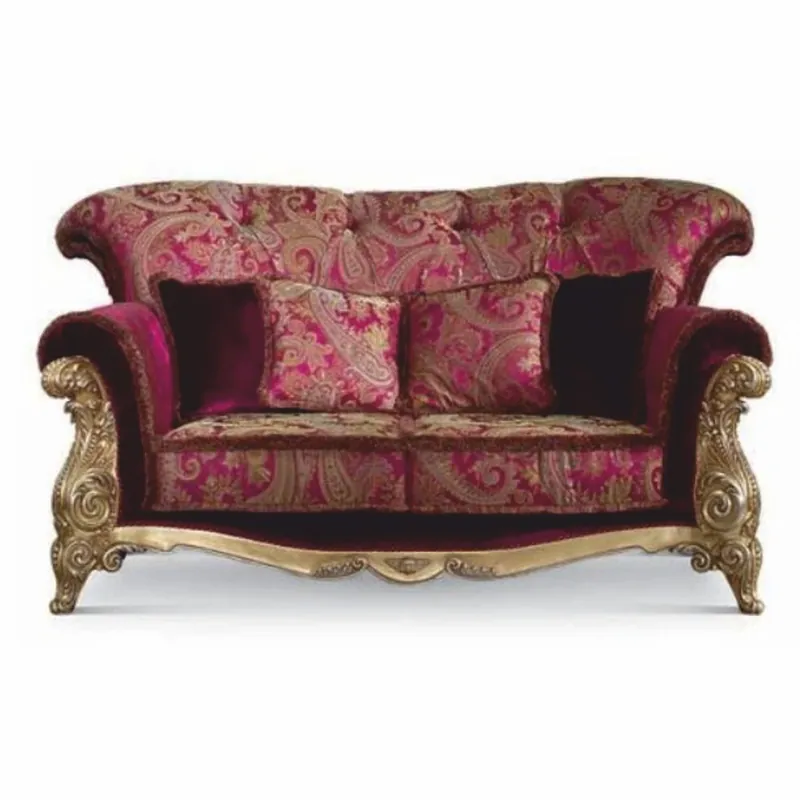 Casa Padrino Luxus Barock 2er Sofa Bordeauxrot / Gold / Silber 208 cm - Made in Italy Günstig