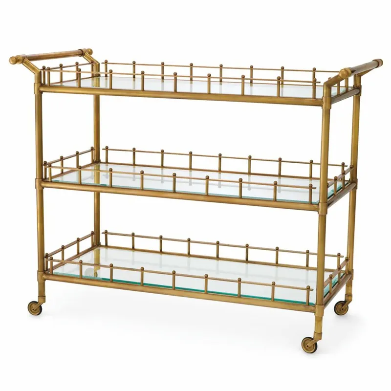 Casa Padrino Luxus Servierwagen Vintage Messing 122,5 cm - Gastronomie Accessoires Neu