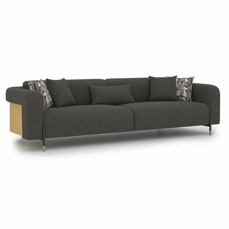 Sale Casa Padrino Luxus Wohzimmer & Hotel Sofa Grau / Naturfarben / Messing 250 cm - Luxus Möbel