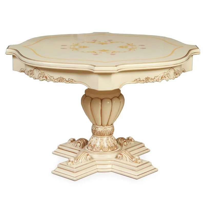 Casa Padrino Luxus Barock Esstisch Creme / Braun Ø 120 cm - Barock Möbel Rabatt