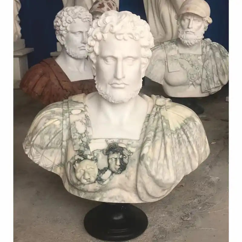 Neu Im Sortiment Casa Padrino Luxus Antik Stil Marmor Büste Römer Weiß / Grün / Schwarz H. 80 cm