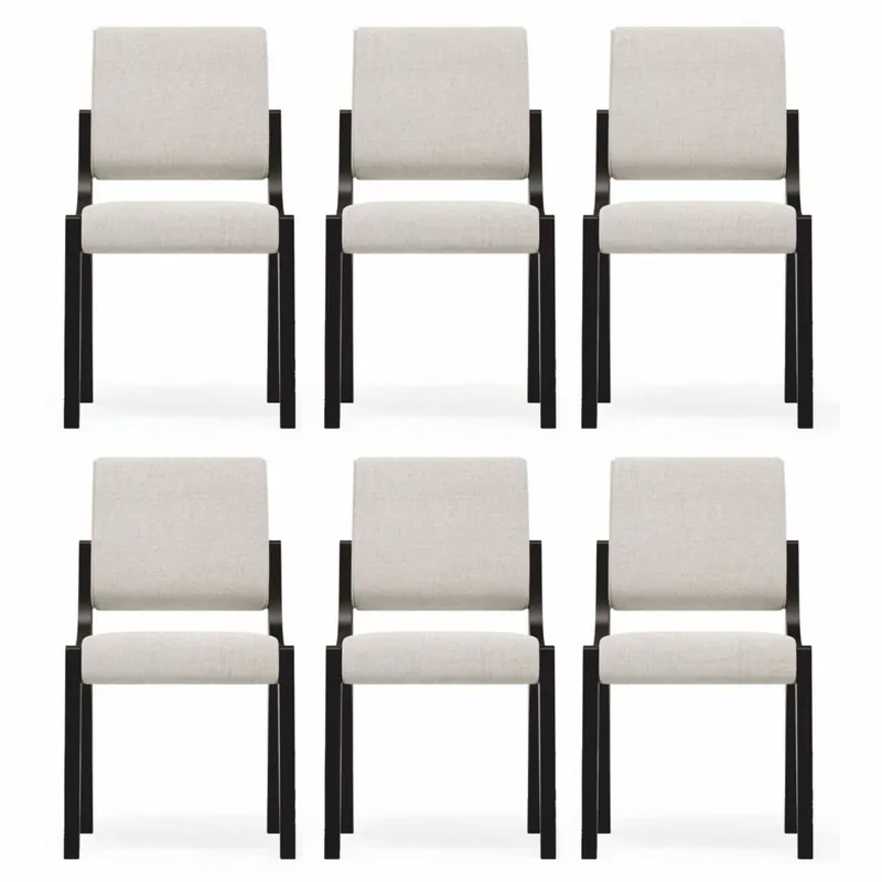 Casa Padrino Luxus Esszimmer Stuhl 6er Set Cremeweiß / Schwarz - Hotel & Esszimmer Möbel Sonderangebot