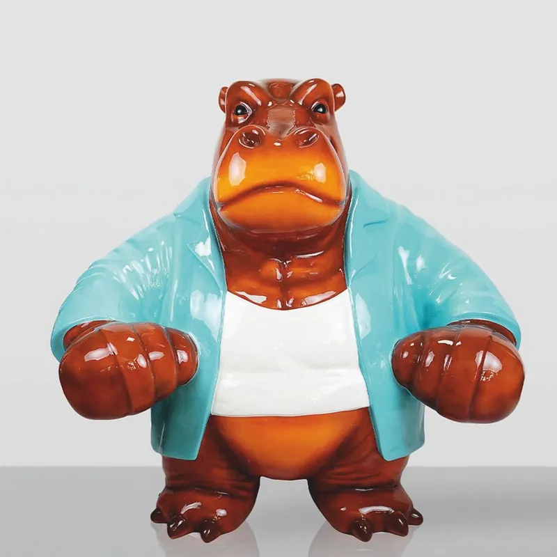 Casa Padrino XXL Deko Skulptur Nilpferd 165 x H. 150 cm - Große Garten Figur Billig