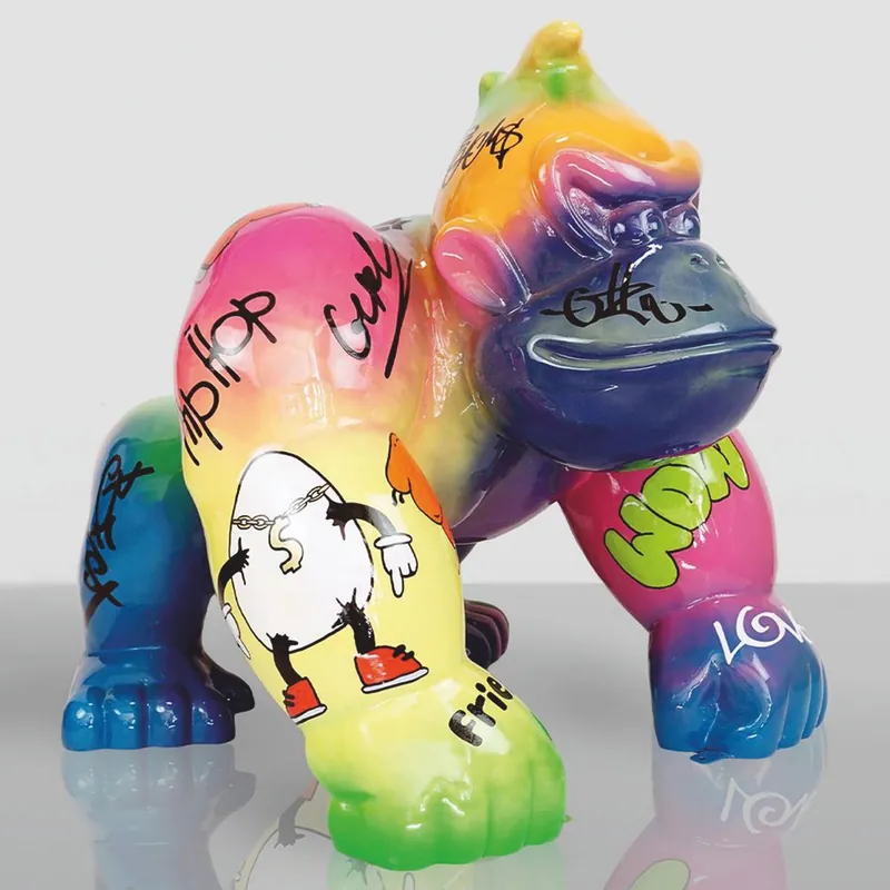 Jetzt Bestellen Casa Padrino XXL Deko Skulptur Gorilla Affe Bunt H. 104 cm - XXL Deko Figur