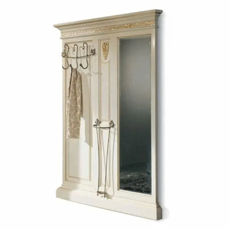 Casa Padrino Luxus Barock Garderobe mit Spiegel Weiß / Gold 161 x H. 213 cm - Made in Italy Garantierte Lieferung