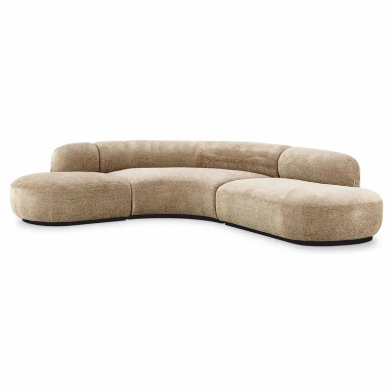 Casa Padrino Luxus Ecksofa Sandfarben / Schwarz 300 x 257 x H. 70 cm - Wohnzimmer & Hotel Möbel Preisknaller