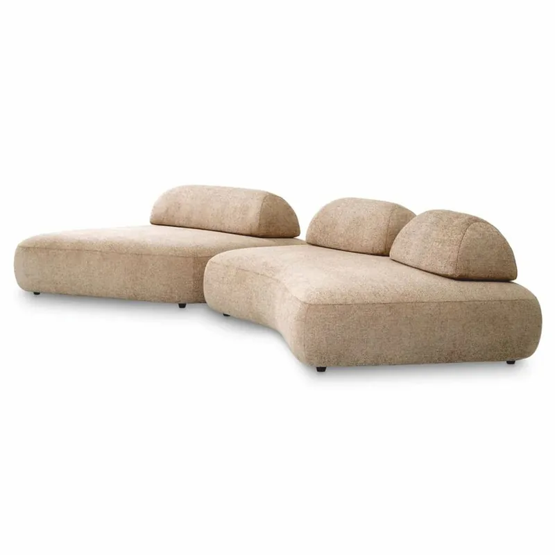 Letzte Chance Casa Padrino Luxus Sofa Sandfarben / Schwarz - Modulares 2-Teiliges Wohnzimmer Sofa