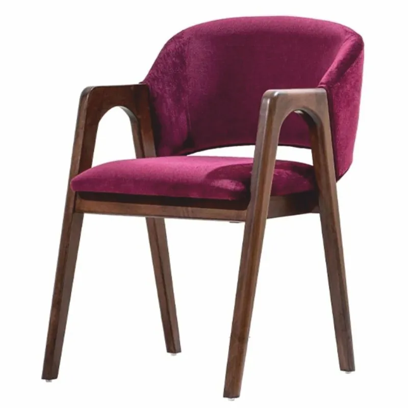 Casa Padrino Luxus Samt Esszimmer Stuhl mit Armlehnen Lila / Braun - Esszimmer Möbel Neuheit