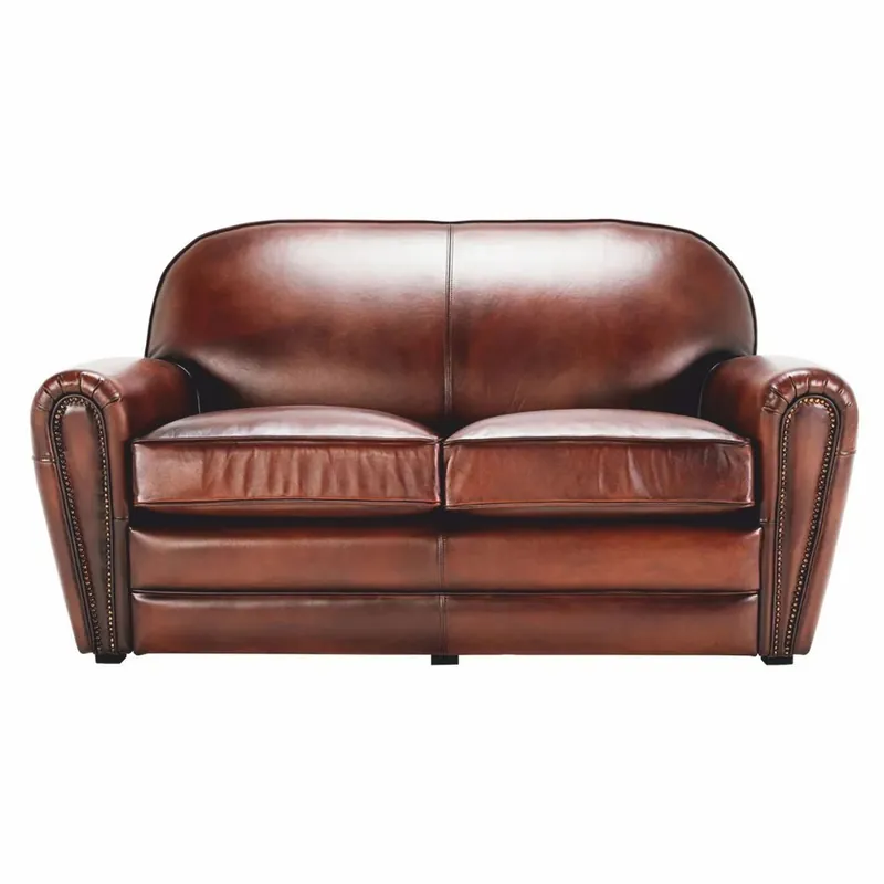 Casa Padrino Luxus Leder Sofa Braun / Schwarz 150 cm - Echtleder Möbel Rabatt