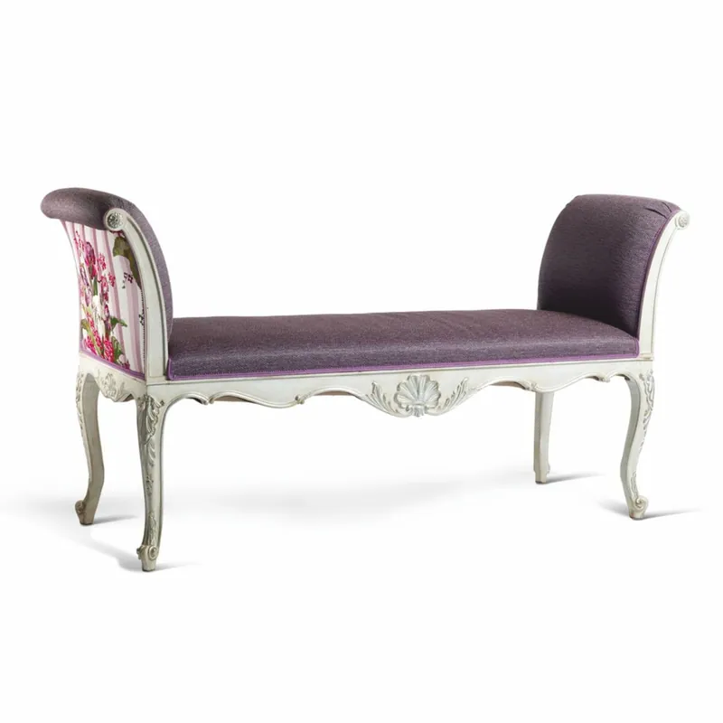 Neuheit Casa Padrino Luxus Barock Sitzbank Lila / Bunt / Weiß 163 cm - Barock Möbel - Made in Italy